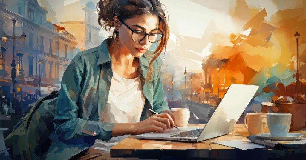working online from home