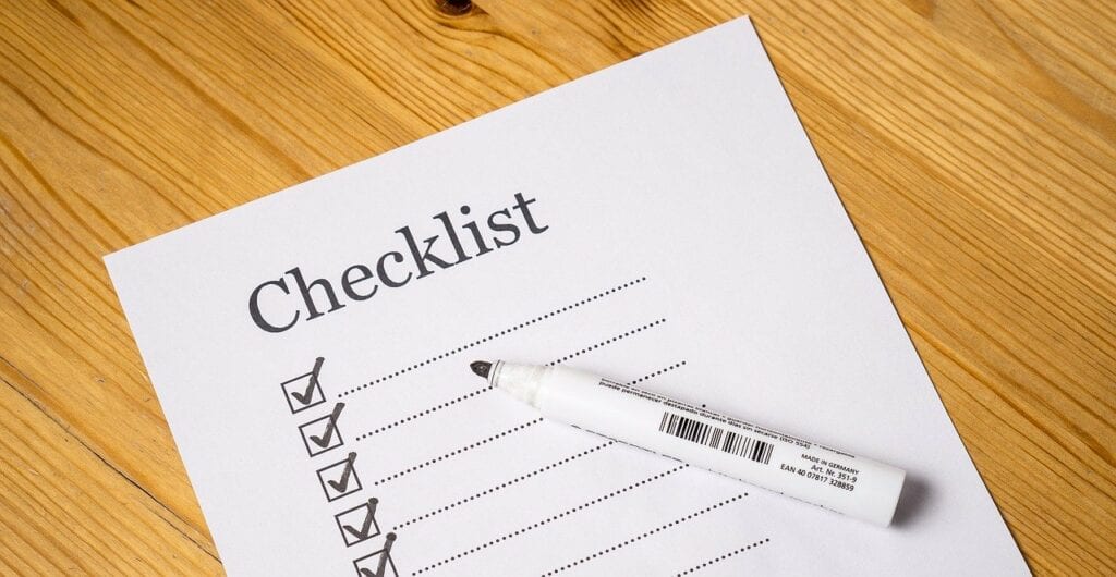 My survey checklist