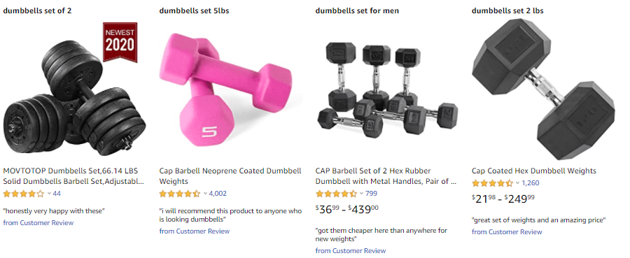 products sold on amazon - dumbbells sets