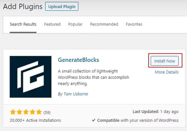 adding Generateblocks as a plugin
