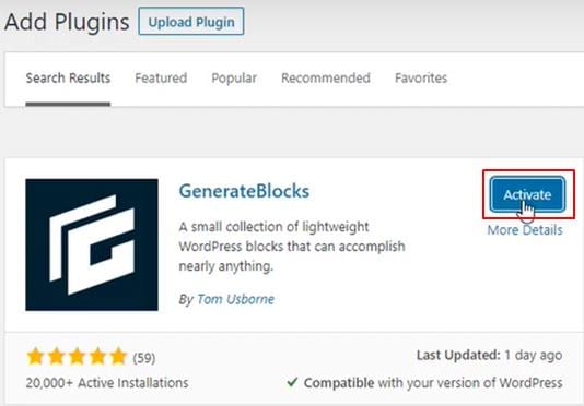 Generateblocks plugin