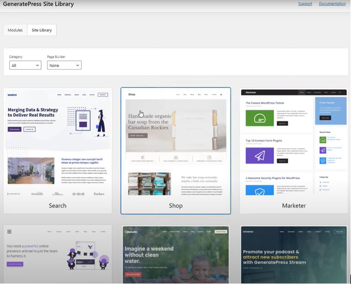 GeneratePress Premium Review - Site library