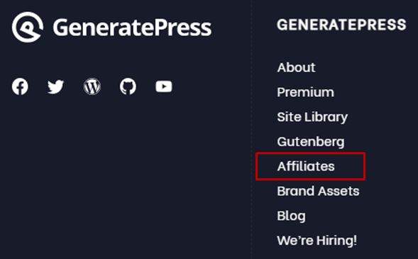 being an affiliate with GeneratePress