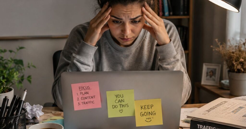 most people quit affiliate marketing too early becaus eof frustration
