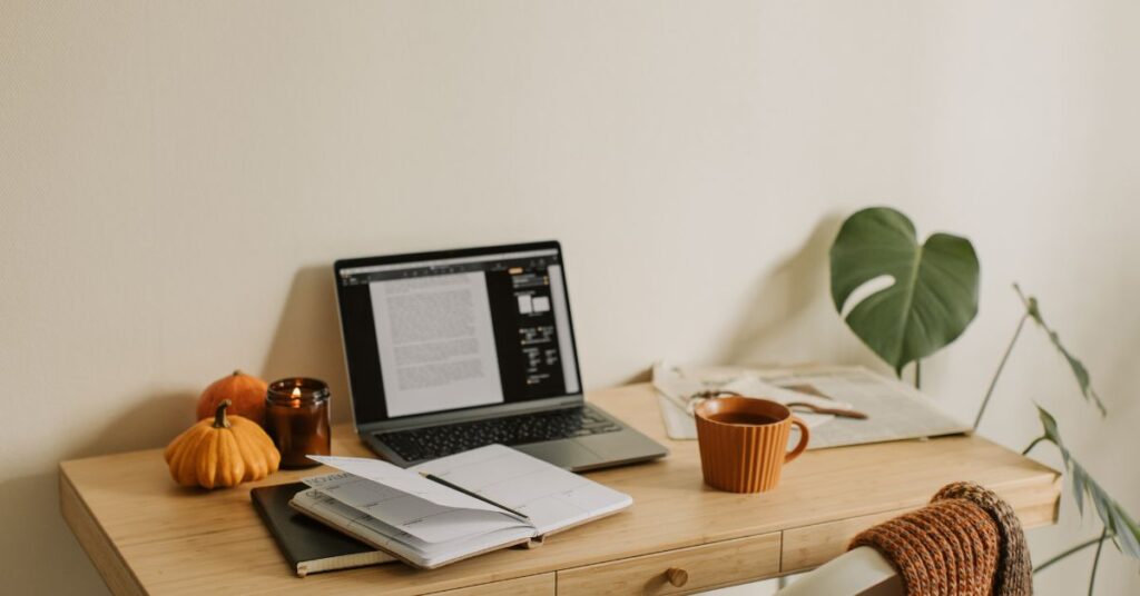 home office workspace for online marketing