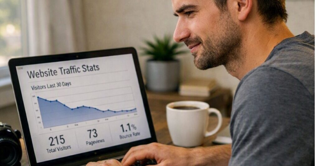 Beginner blogger continuing to build despite low traffic.