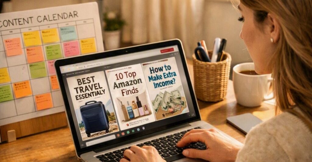 Blogger building Pinterest traffic by creating multiple pins for a growing content library.