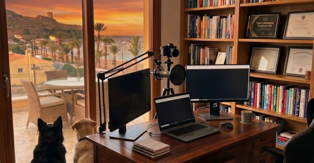 home office workspace for affiliate marketing