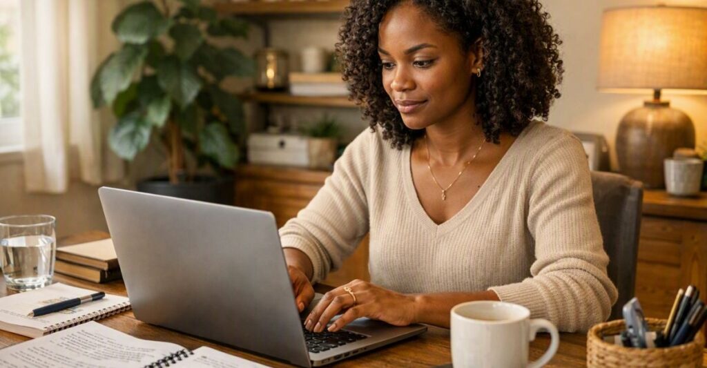 Blogger planning natural affiliate calls to action within an article.