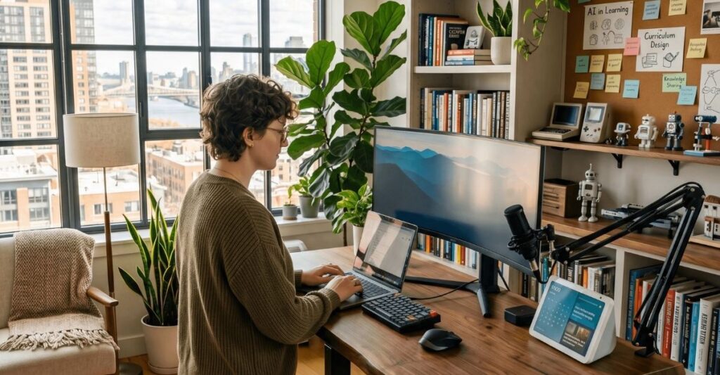 organised workspace for a beginner affiliate marketing business