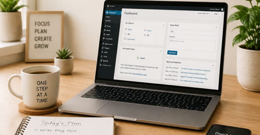 workplace office focus on building a business one step at a time
