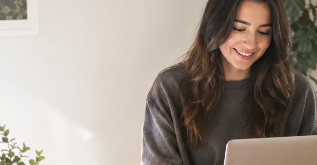 Beginner in home office getting traffic from Pinterest who had started small

