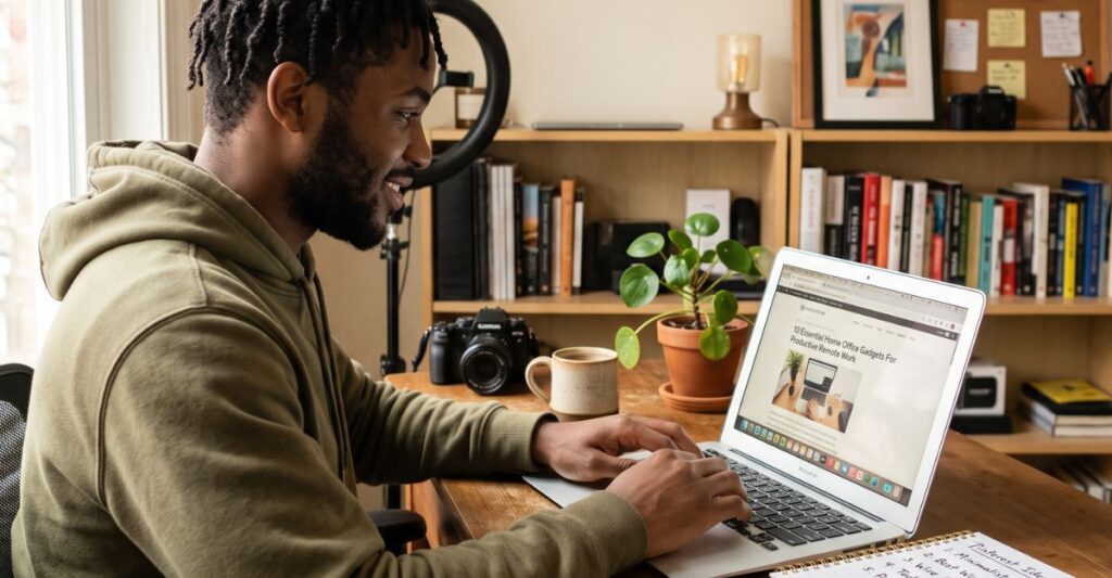 Blogger creating Pinterest content to promote an existing blog post