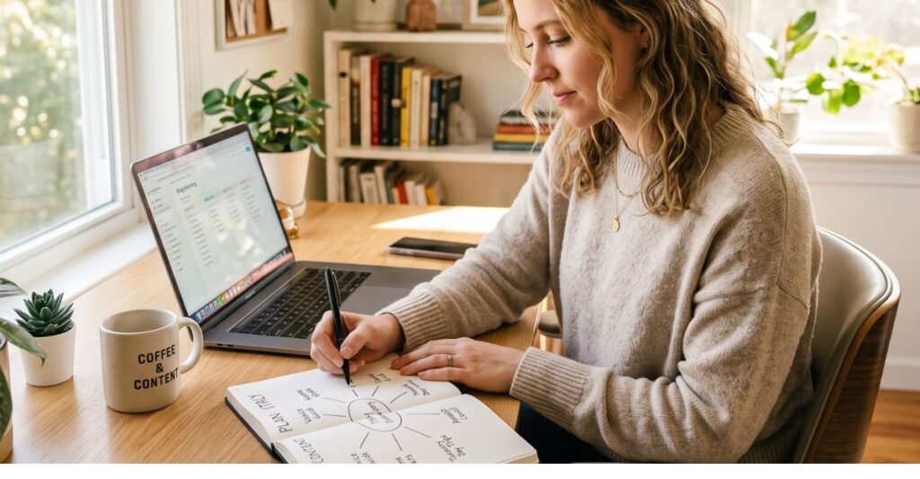 Blogger planning internal links between related blog articles